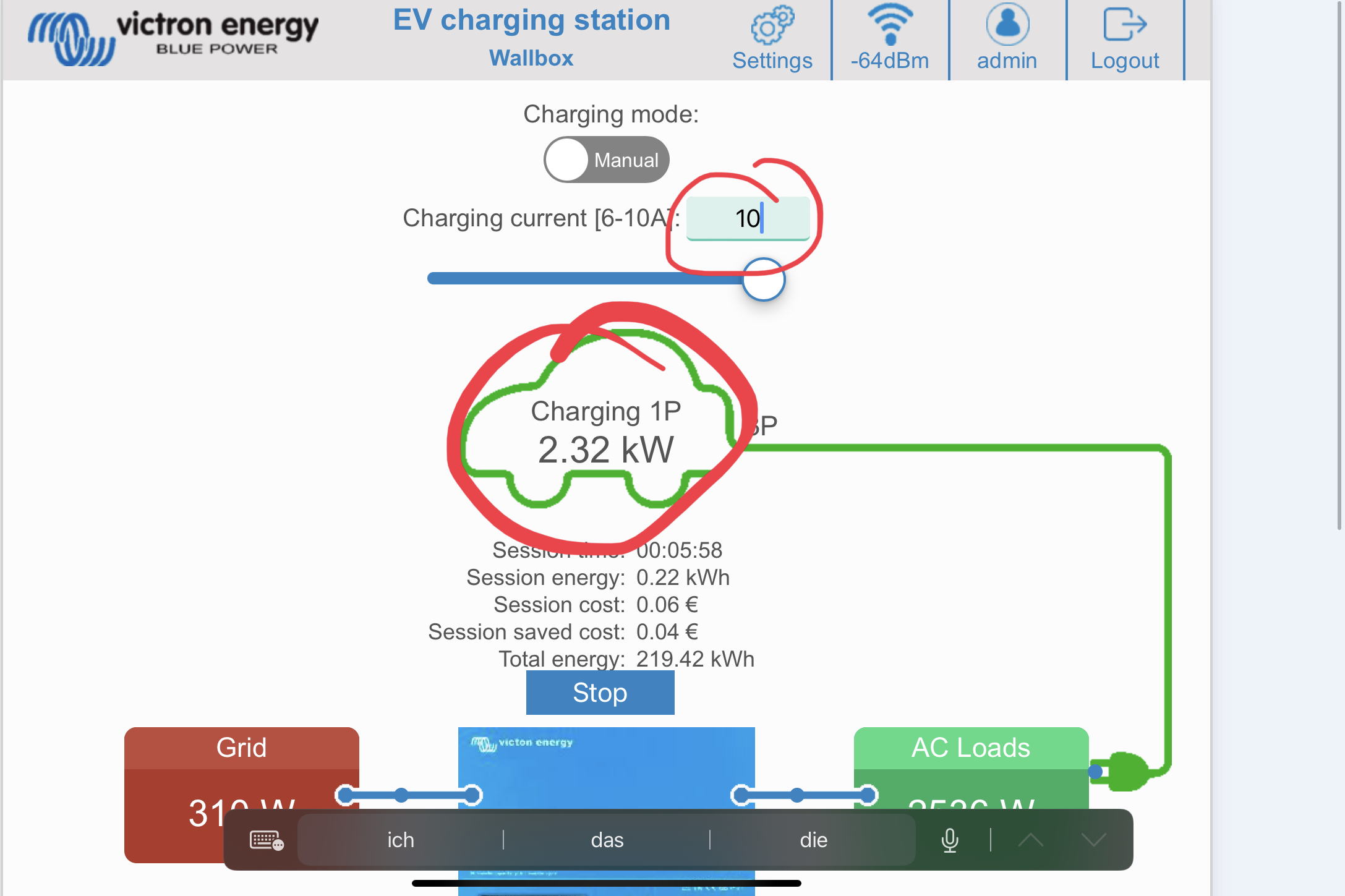 EV Charging Station: wrong power displayed, not updated - Victron